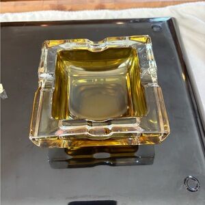 Vintage Glass Ashtray Amber and clear glass. Like new.